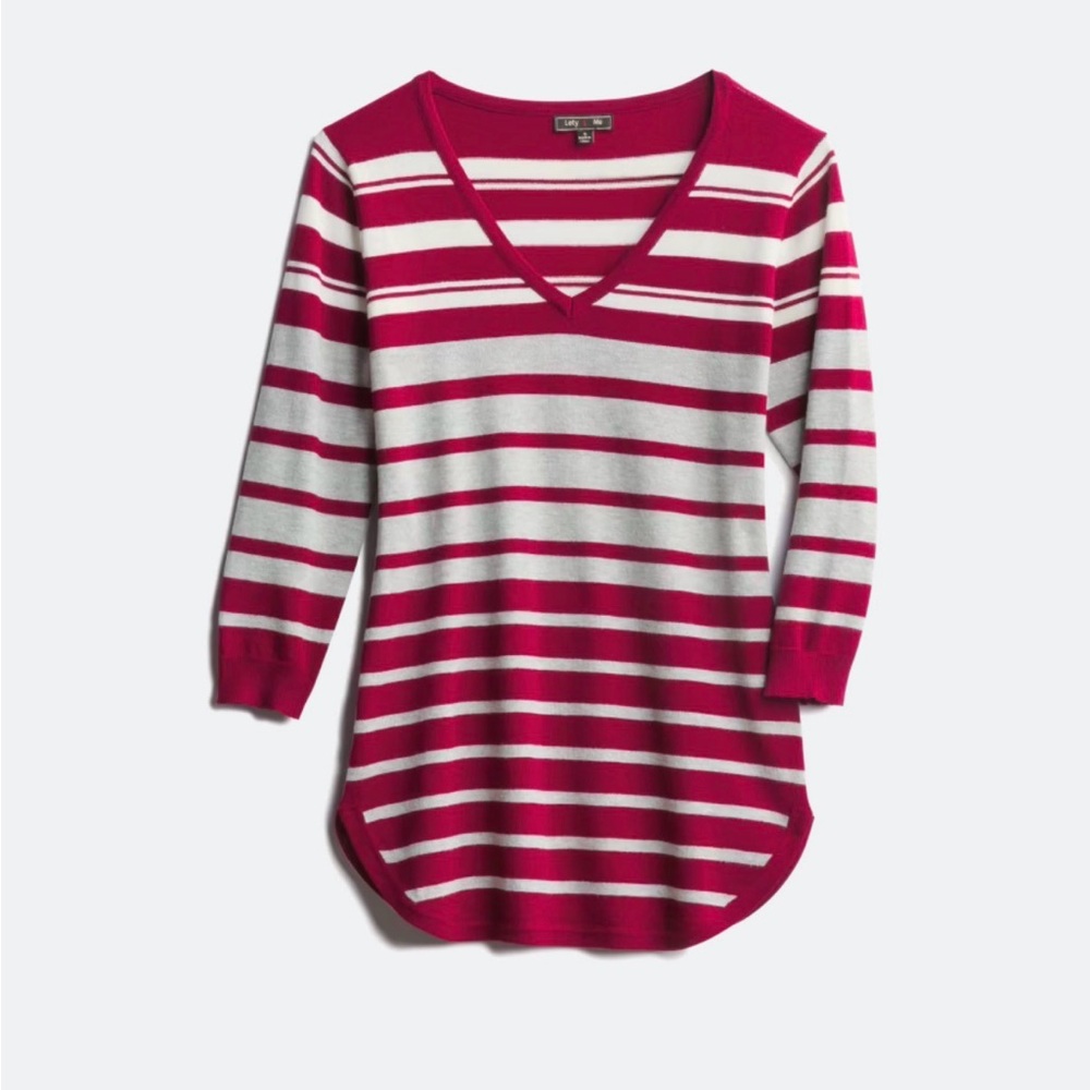 Lety & Me Women's Striped V-Neck Sweater